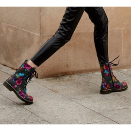 Marco Shoes Magas bokacsizma, nubuk bőrcsizma virágmintával szürke 2