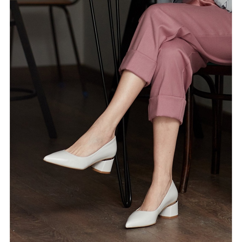 Marco Shoes Fémes szürke bőrből készült szivattyúk, arany sarokkal 1