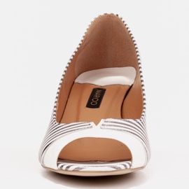 Marco Shoes Szivattyúk nyitott elülső, krómozott sarokkal ezüst 1