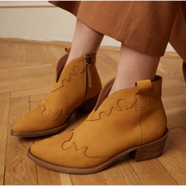 Marco Shoes Hőszigetelt csizma velúr és hullámos betétekkel barna sárga 1