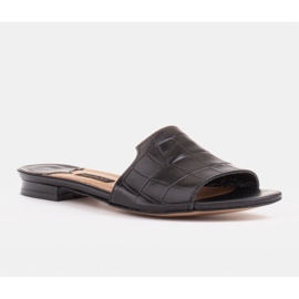 Marco Shoes Elegáns női fekete bőr papucs 1