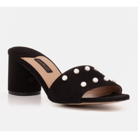 Marco Shoes Marco női papucs természetes velúrból fekete 1