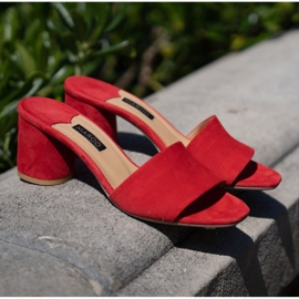 Marco Shoes Marco női papucs természetes velúrból piros 1