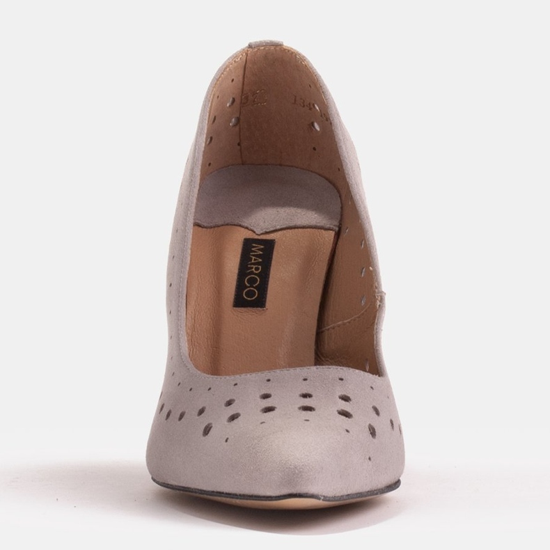Marco Shoes Természetes velúr tűsarkú, dekoratív perforációval szürke 1