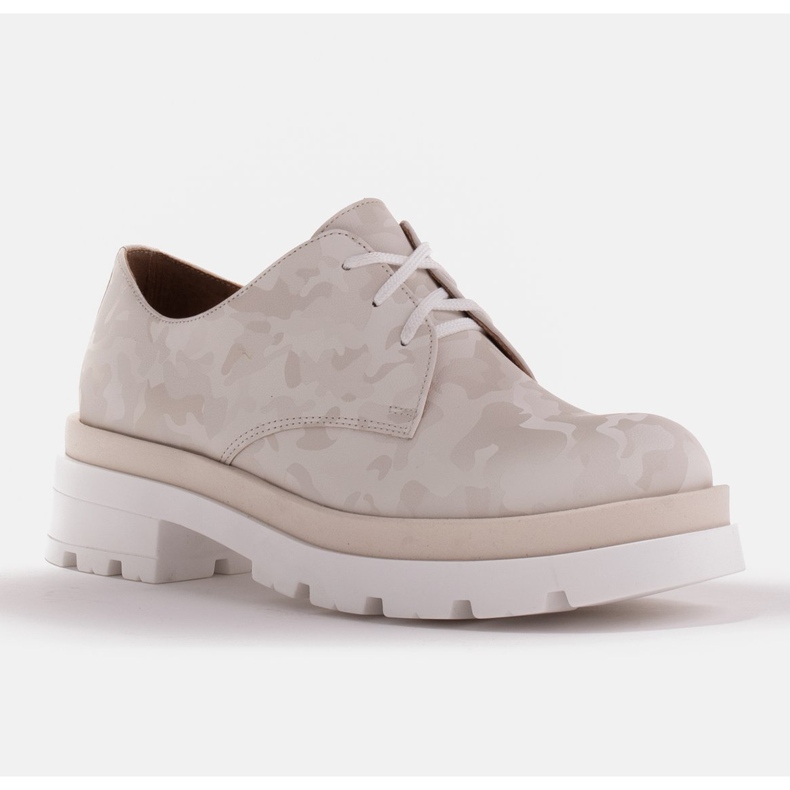 Marco Shoes Camo bőr cipő vastag talppal bézs 1