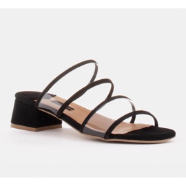 Marco Shoes Női papucs áttetsző csíkokkal fekete 1