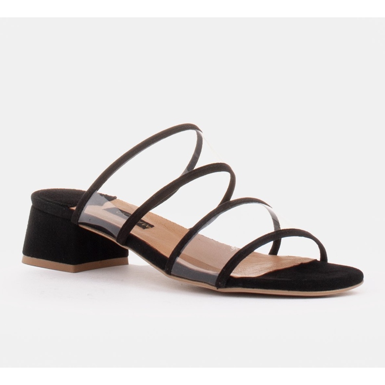 Marco Shoes Női papucs áttetsző csíkokkal fekete 1