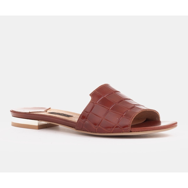 Marco Shoes Elegáns barna bőr női papucs 1
