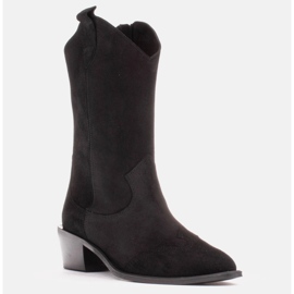 Marco Shoes Fekete cowboycsizma természetes velúrból 1