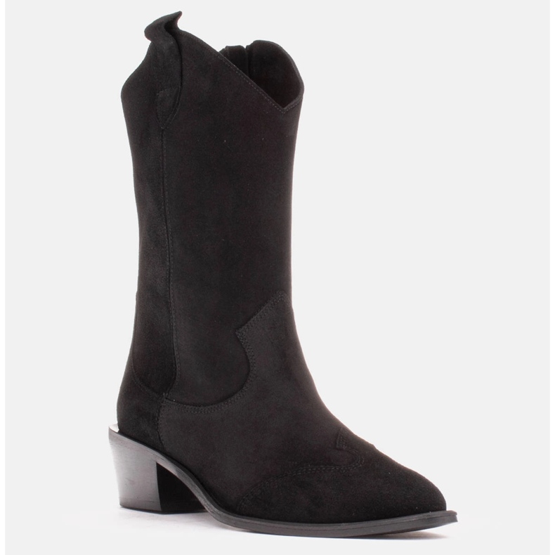 Marco Shoes Fekete cowboycsizma természetes velúrból 1