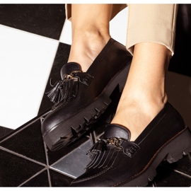 Marco Shoes Cipők arany lánccal, könnyű talpon fekete 2