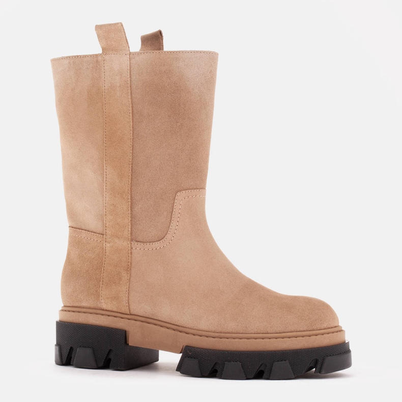 Marco Shoes Velúr trapper csizma bézs 1