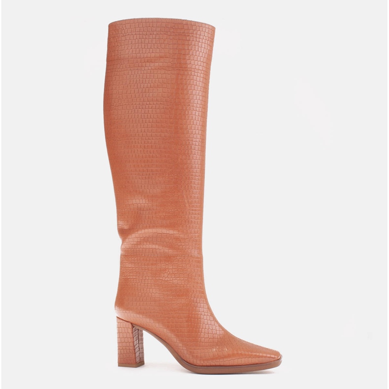 Marco Shoes Magas sarkú csizma szabályos felsőrésszel barna 1