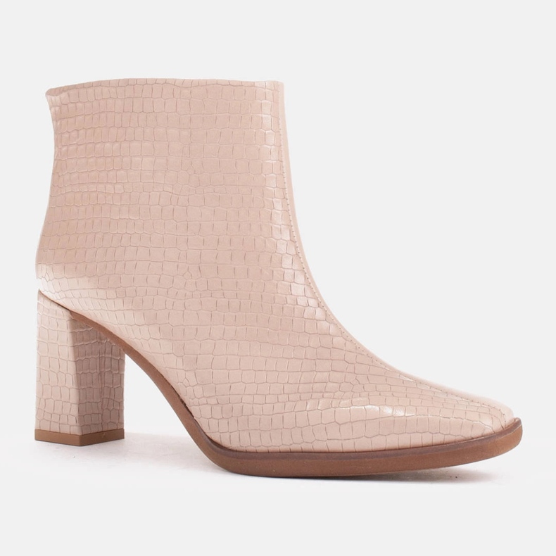 Marco Shoes Kombinált csizma kétféle bőrből bézs 1