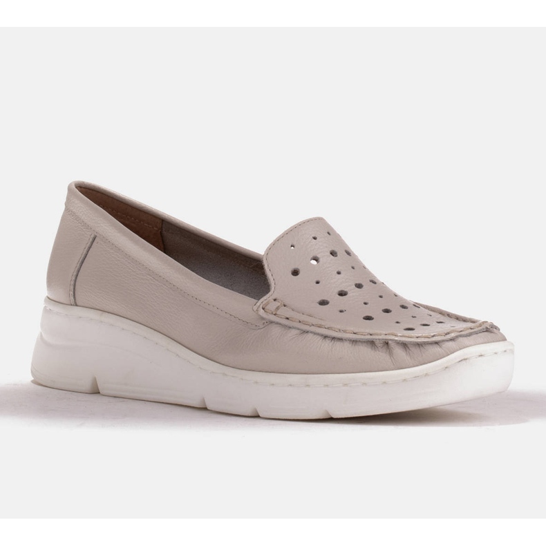 Radoskór Kényelmes bőr cipők perforációval bézs 1