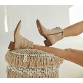 Marco Shoes Bőr cowboy csizma dekoratív varrással 2188B-1278-042-1 bézs 1