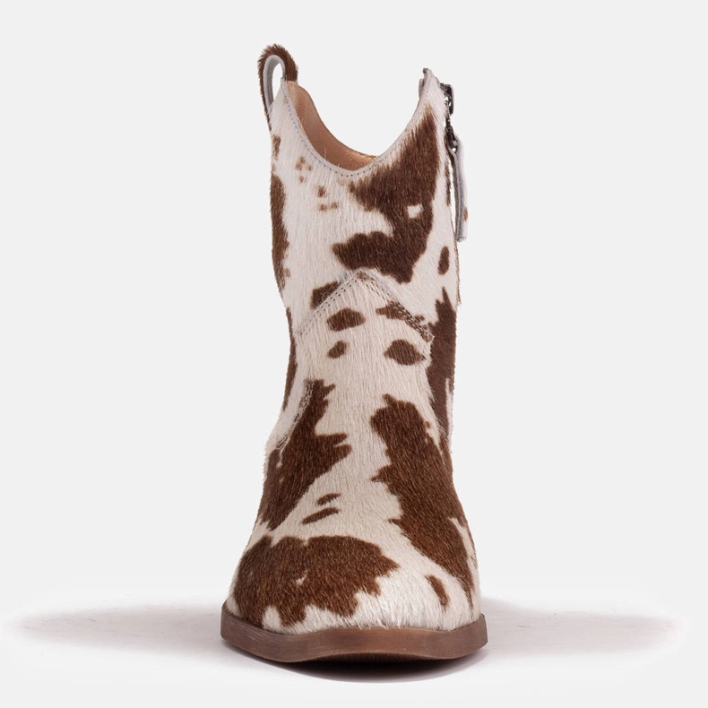 Marco Shoes Természetes bőr cowboy csizma hajjal 2226B-1282-1 bézs barna 2