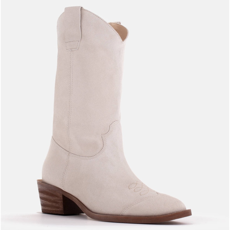 Marco Shoes Cowboy csizma természetes velúr szigetelés nélkül fehér 1