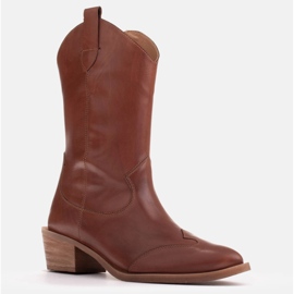 Marco Shoes Barna szemcsés bőr cowboy csizma 1598B-003-1 BP 1