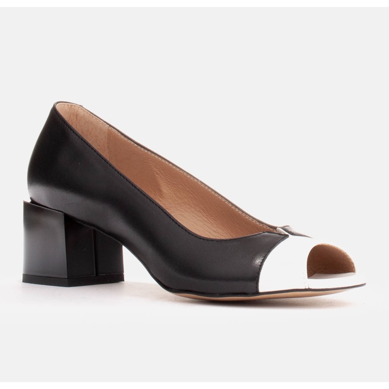 Marco Shoes Fekete-fehér bőr pumpák 1