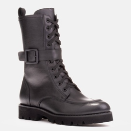 Marco Shoes Teljes kiőrlésű bőr csizma fekete 1