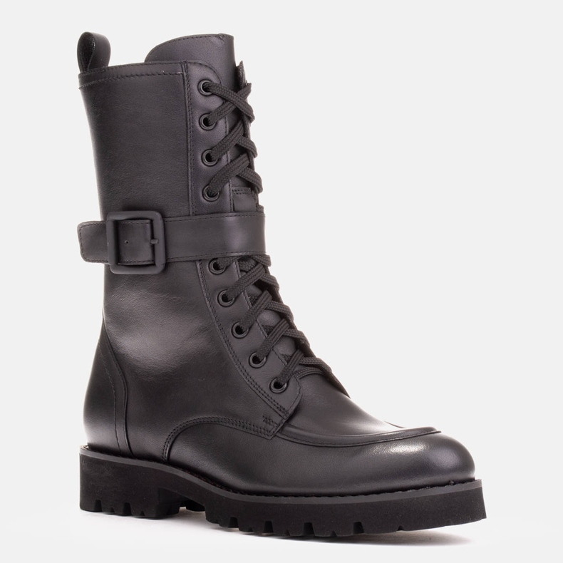 Marco Shoes Teljes kiőrlésű bőr csizma fekete 1