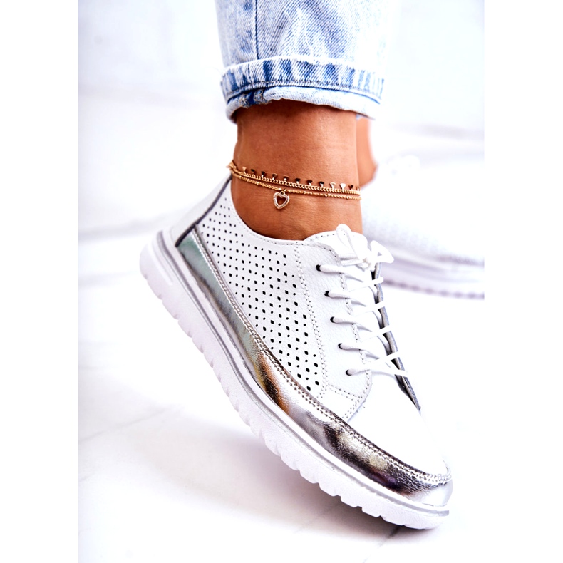 Vinceza Női áttört cipő a platformon fehér Deloren 2