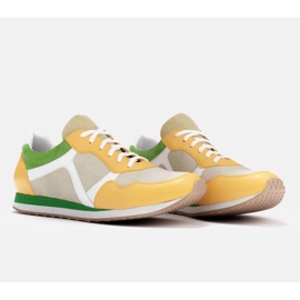 Marco Shoes Kombinált tornacipő, bőr és velúr bézs 2