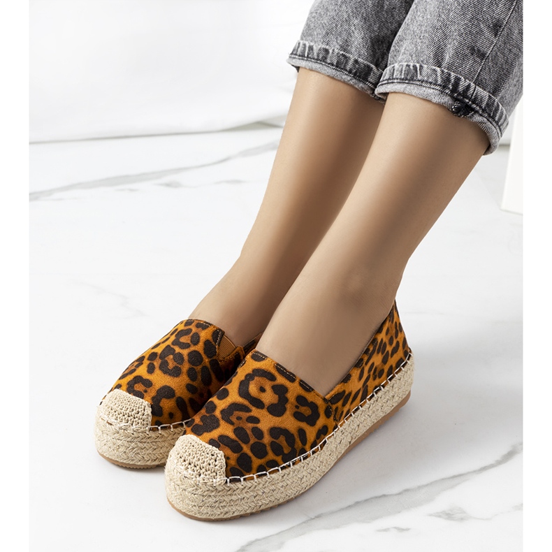 Barna espadrillák a Feiken platformon fekete sárga 1