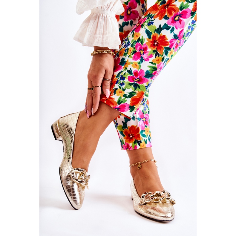 PA2 Bőr lakkozott Snake szivattyúk Golden Elissabeth aranysárga 2