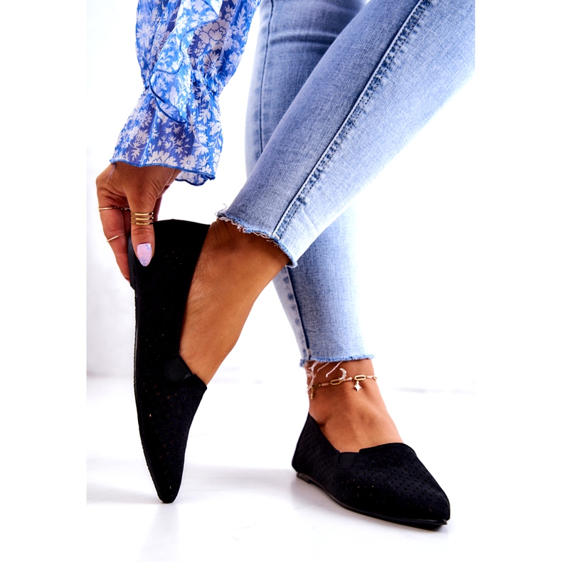 LU BOO Áttört női balerina fekete Rosario 3