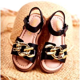 FR1 Fekete Layra tépőzáras gyerekszandál aranysárga 2