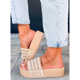 Leah Beige magas talpú papucs bézs 2