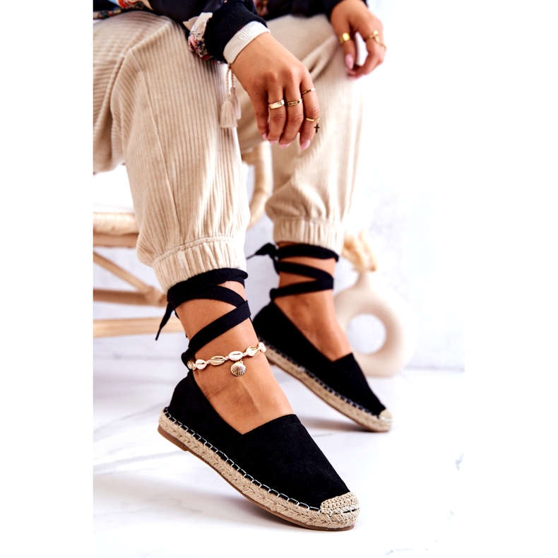 FB1 Ismann fekete velúr espadrillák kötve 4