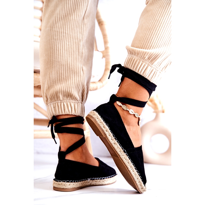 FB1 Ismann fekete velúr espadrillák kötve 5
