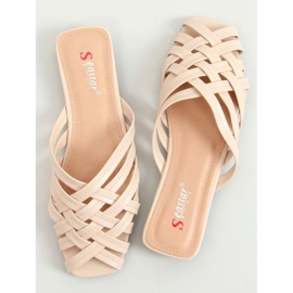 Loretta Beige fonott női papucs bézs 1
