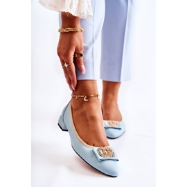 Bőr balerinák Kék Joliet Dísszel 1