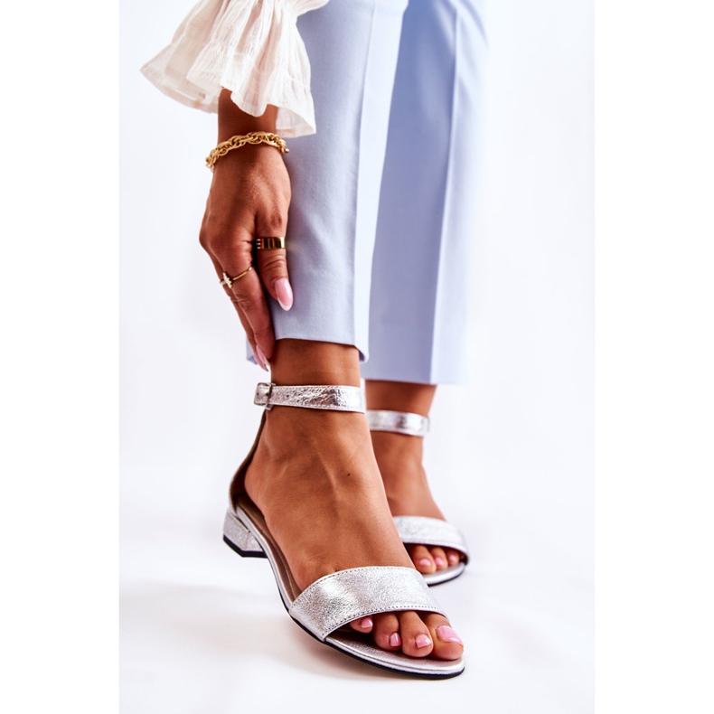 PA2 Női ezüst Shanley bőrszandál 1