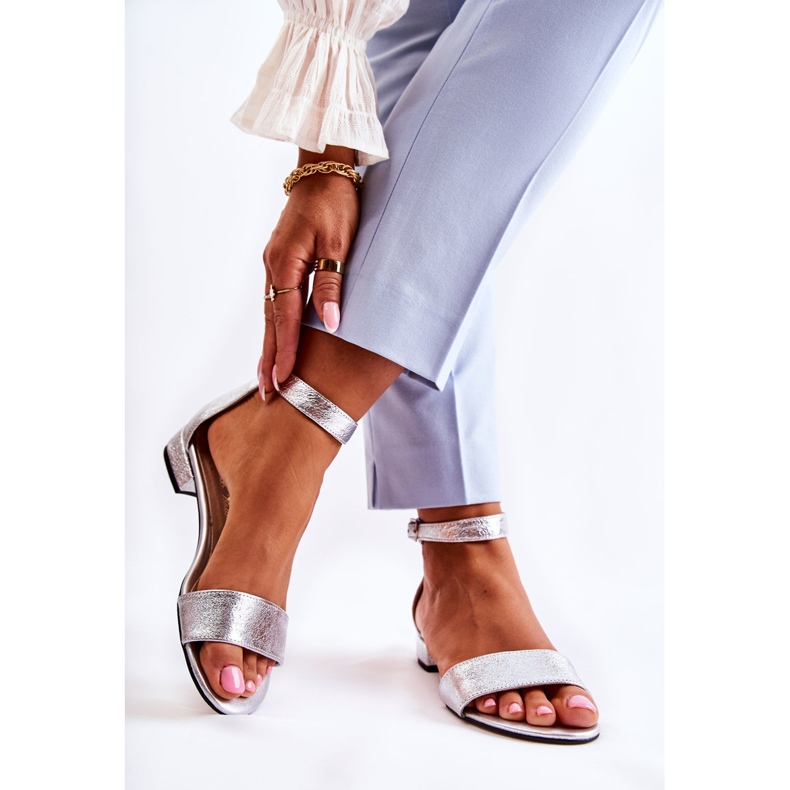 PA2 Női ezüst Shanley bőrszandál 2