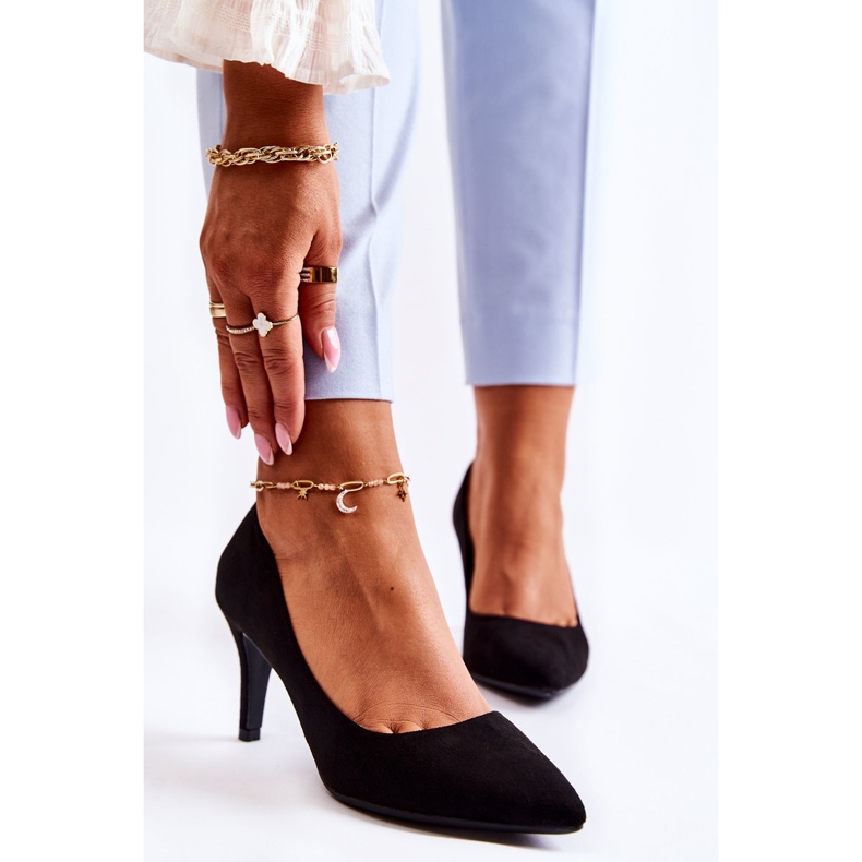 PG1 Klasszikus fekete Theira velúr sarkú cipő 1