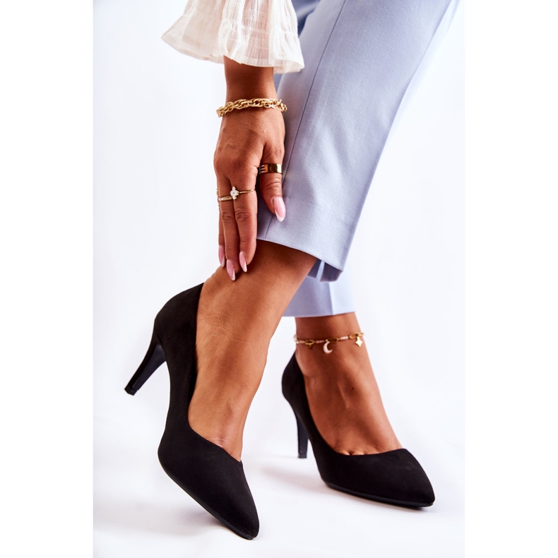 PG1 Klasszikus fekete Theira velúr sarkú cipő 2