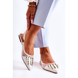 Női balerinák szegecsekkel Fehér Kinley 2