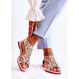 PA2 Bőr világos rózsaszín áttört szandál Alima 2