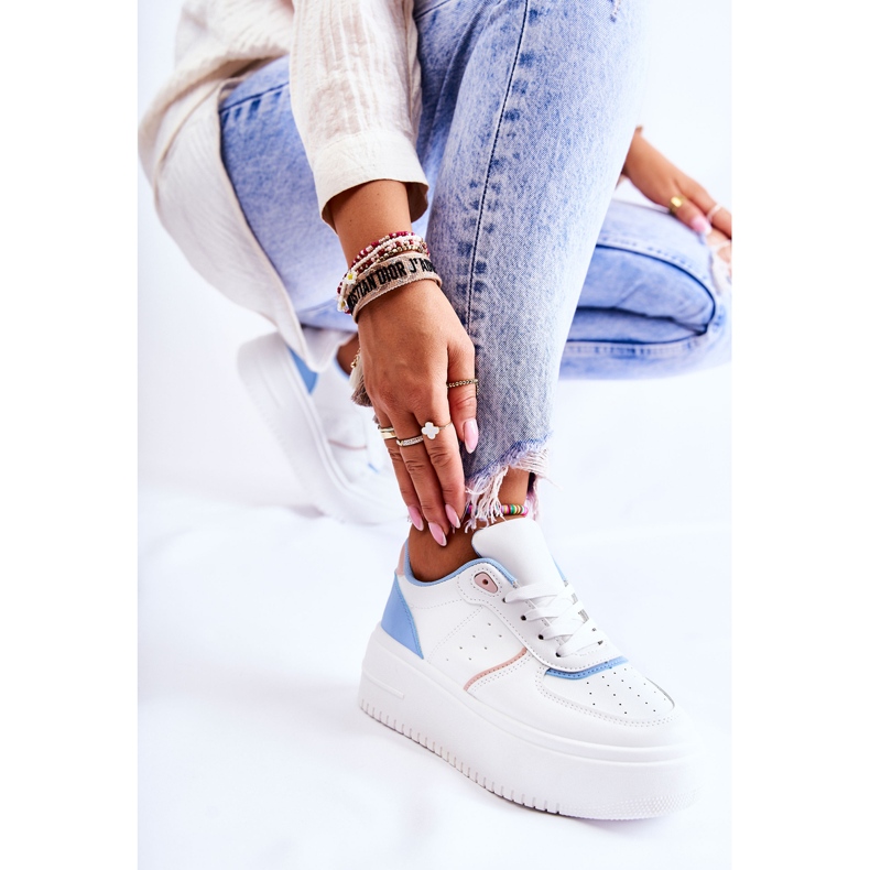 PS1 Női megkötött sportcipő, tornacipő, fehér és kék Manila 2