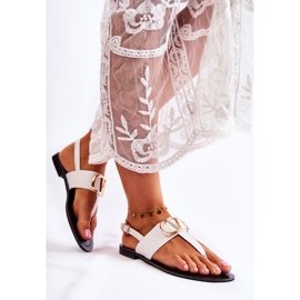 PS1 Női szandál Flip-flop fehér kaliával díszített 2