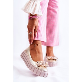 PA2 Bőr Balerina Platform Arany Ladette Dísz aranysárga 1