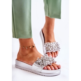 PG1 Női papucs az emelvényen ezüst Almina díszekkel 1