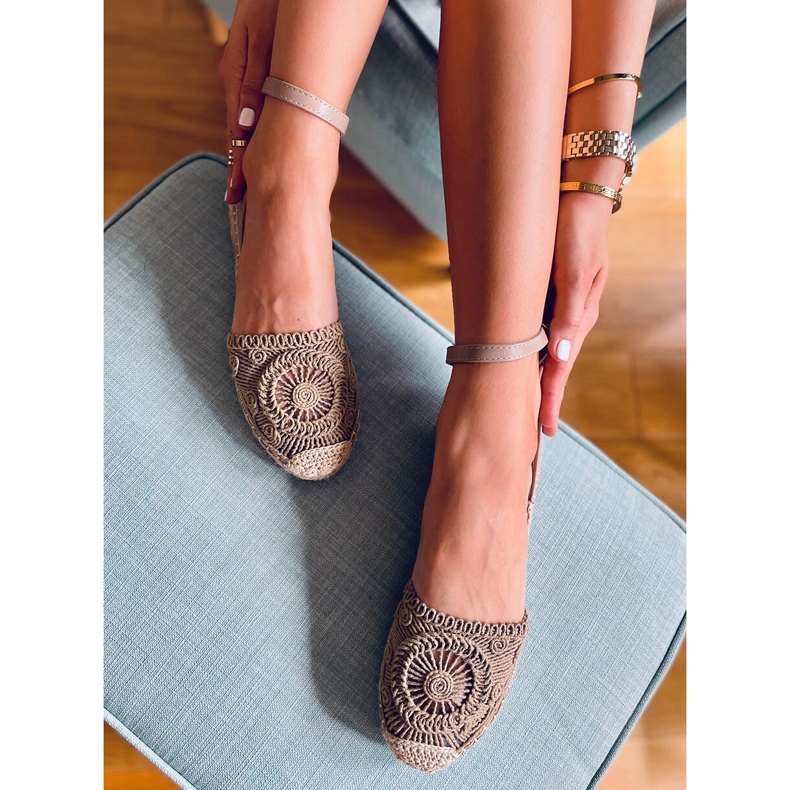 Jasmine Khaki áttört espadrillák bézs 2
