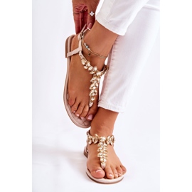 PG2 Női szandál papucs, dekoratív övvel, bézs Daylight 1