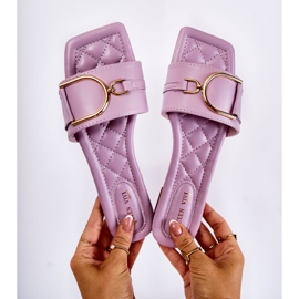 Klasszikus női bőrpapucs lila Shilla díszítéssel ibolya 2